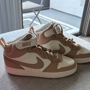 Nike High-Top Sneakers in Tan and Cream
